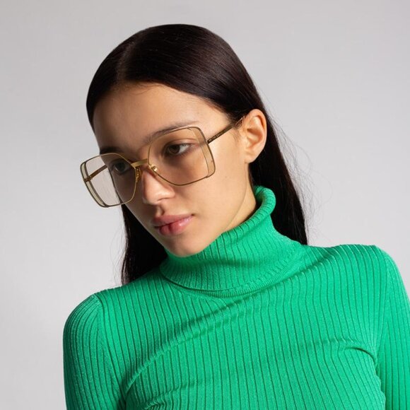 Gucci GG0992S 001 Sunglasses Gold Square Frame, Light Yellow Lenses - Picture 3 of 11